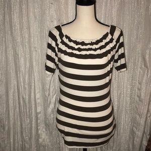 Brown and white striped top